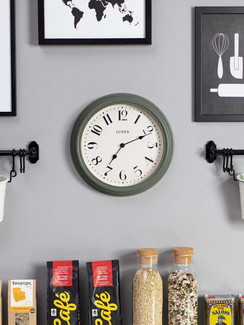 Jones Clocks French Navy Blue Venetian Moss Green Wall Clock 30.5cm Diameter