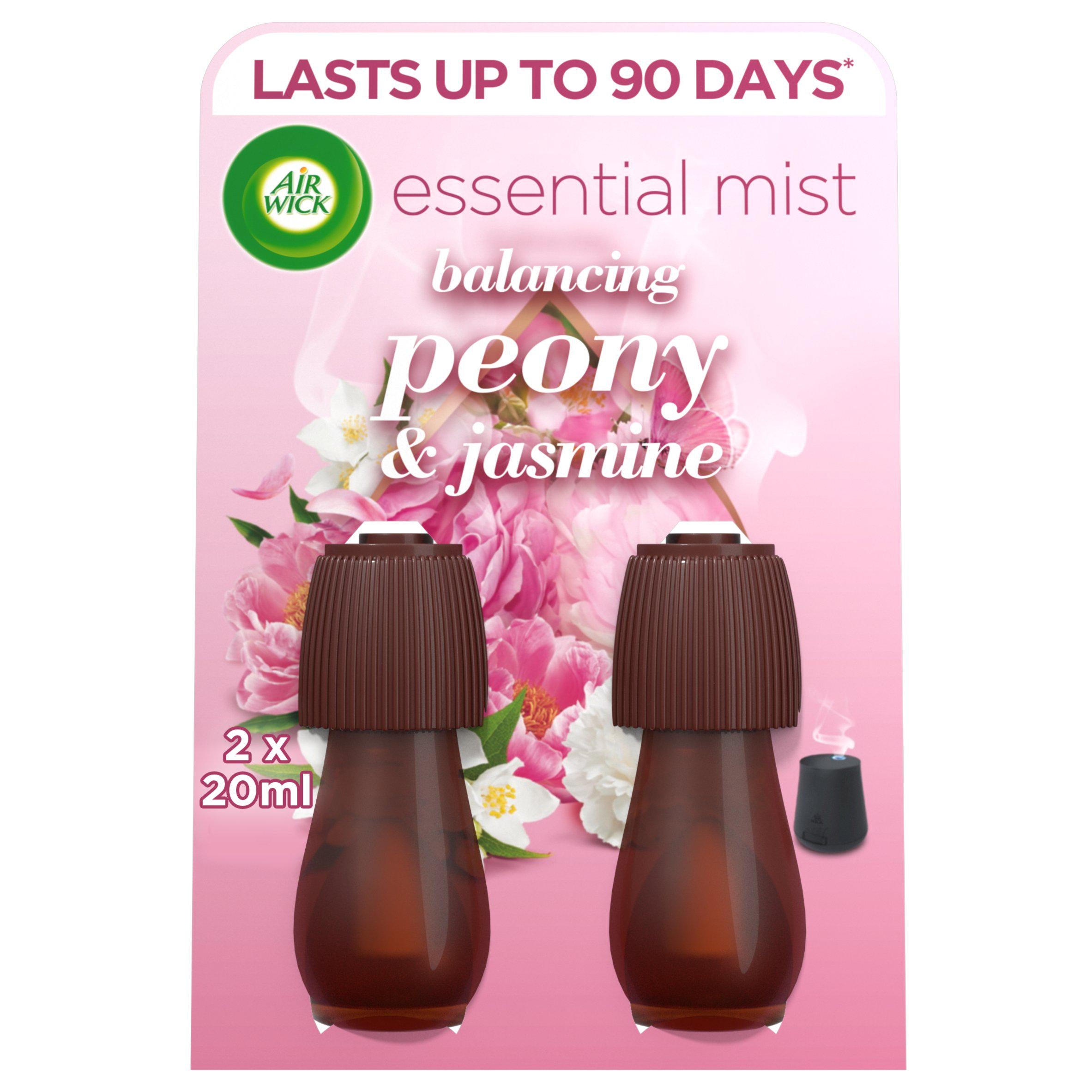 Air Wick Air Freshener Essential Mist Refill Peony & Jasmine 2x20ml Aircare Sainsburys   