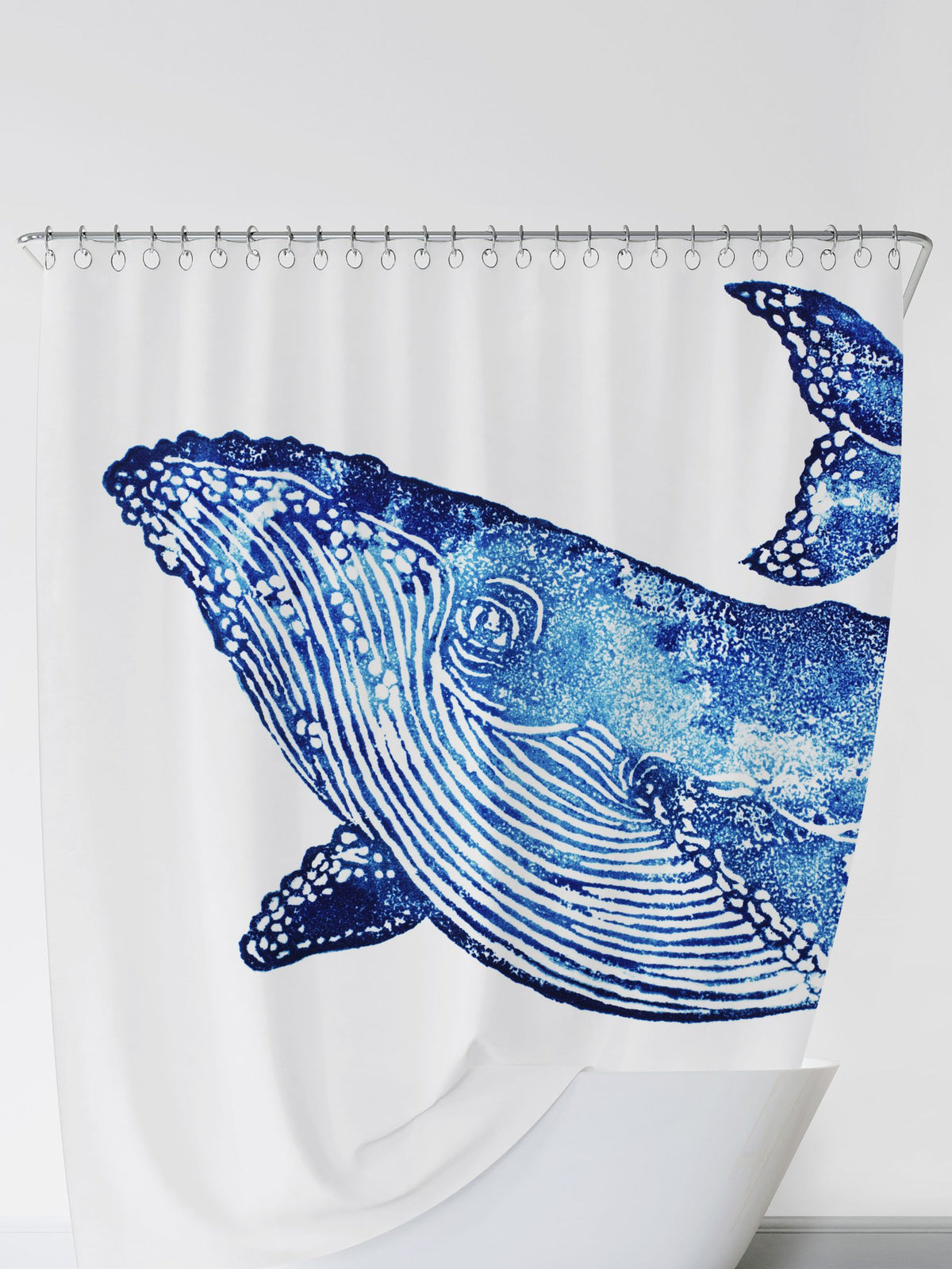 BlissHome Blue Creatures Whale Shower Curtain