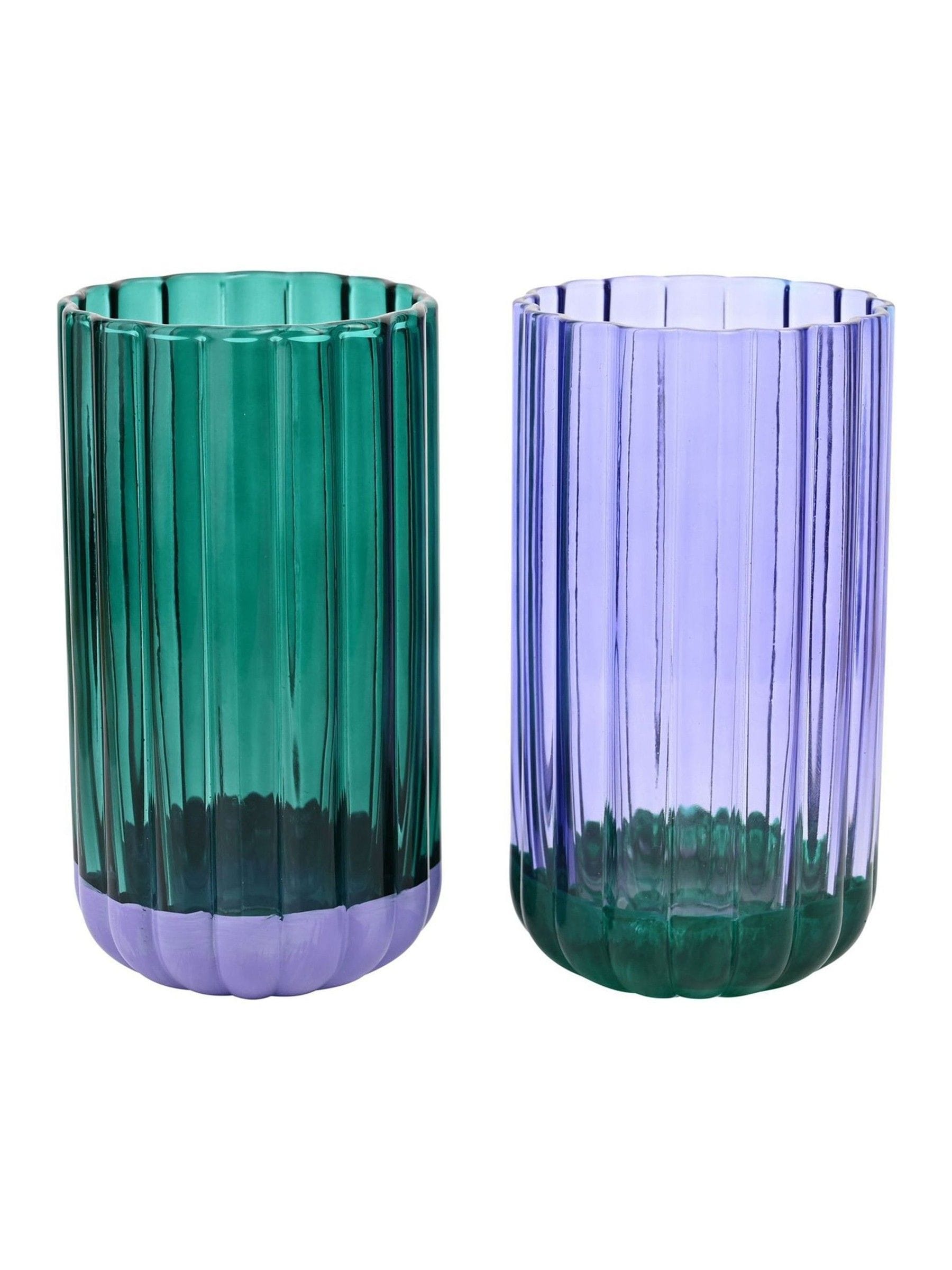 Widdop ribbed tumbler glasses in teal and purple (British brand)