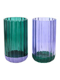 Widdop ribbed tumbler glasses in teal and purple (British brand)