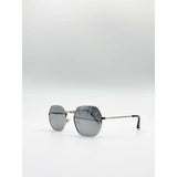SVNX hexagon metal frame sunglasses with silver mirror lenses (British brand)