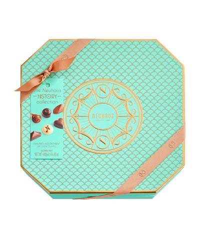Harrods Neuhaus Milk White and Dark Chocolate 28-Piece History Collection 410g- Buy online at McGrocer