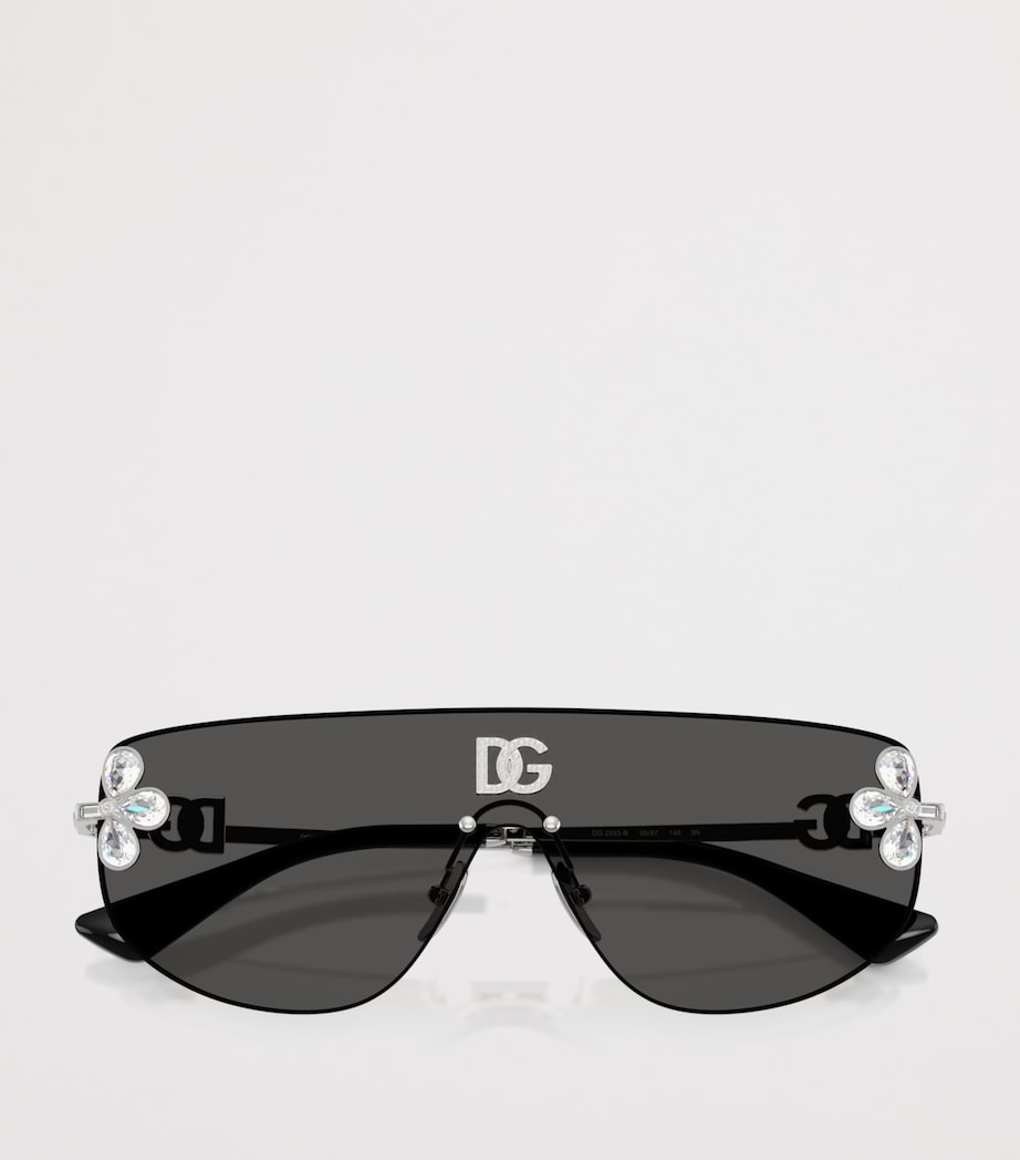 Dolce&Gabbana crystal-embellished visor sunglasses rectangular (British brand)