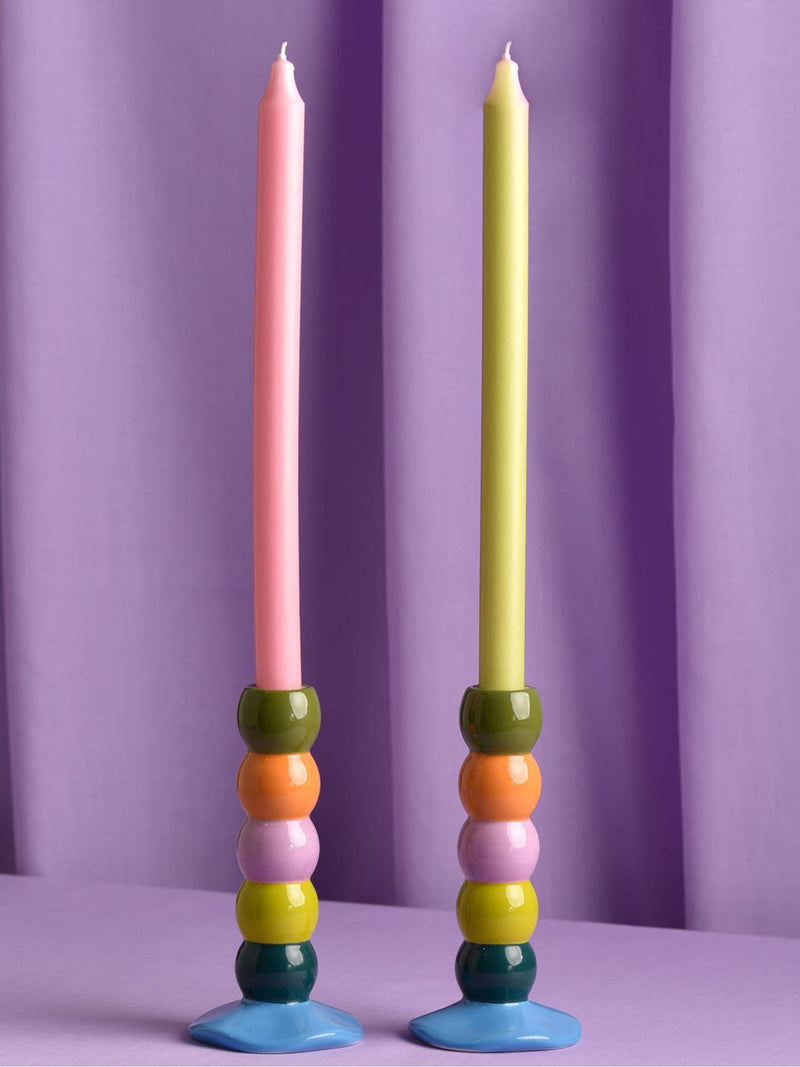 Widdop ceramic candle holders set of 2 in pastel tones - British product