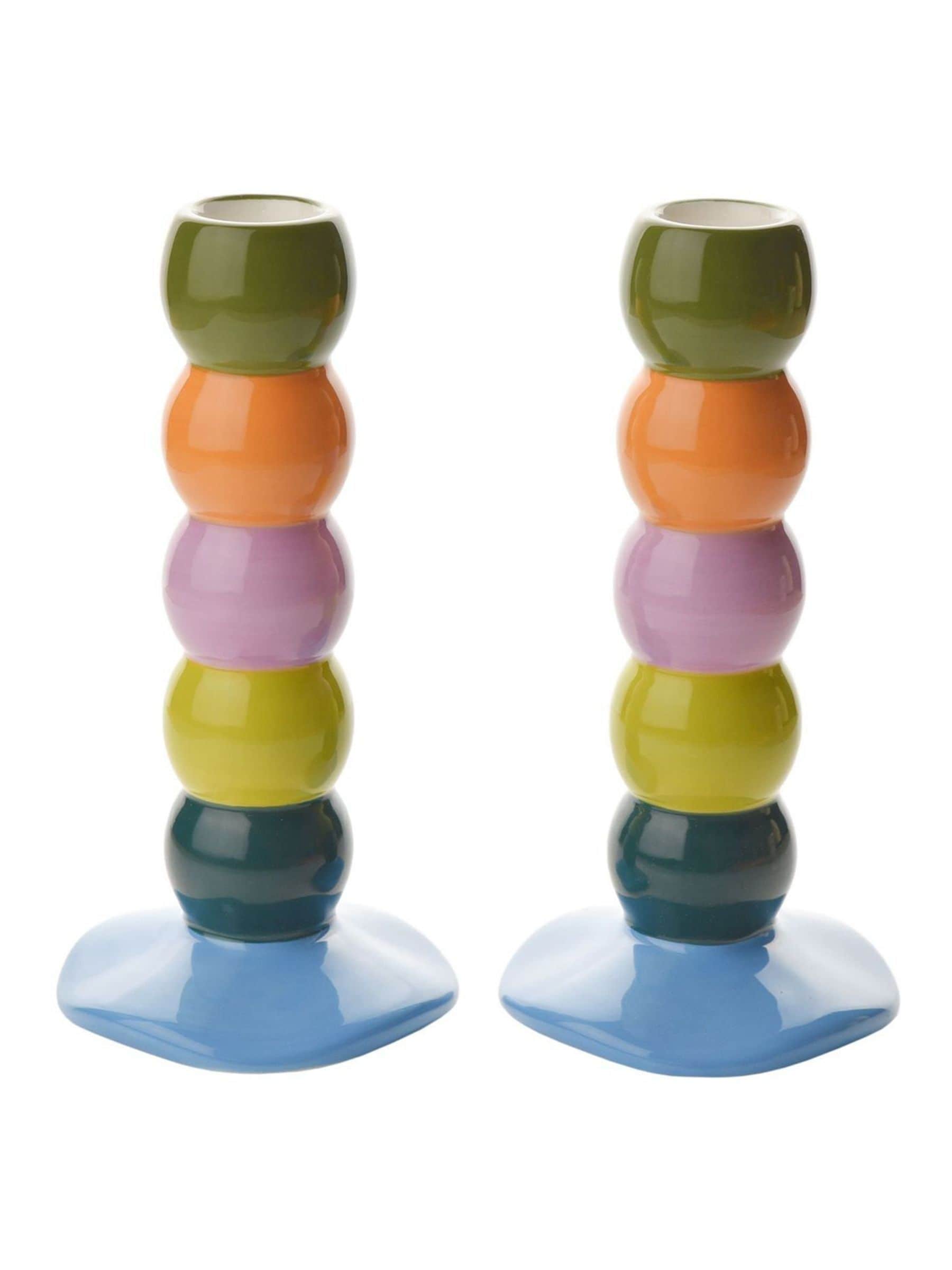 Widdop ceramic candle holders set of 2 in pastel tones - British product