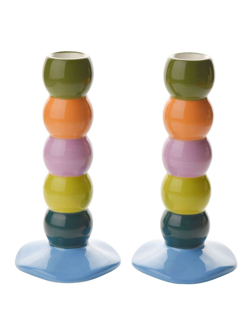 Widdop ceramic candle holders set of 2 in pastel tones - British product