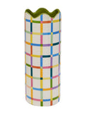 Widdop ceramic vase multicoloured check pattern - British product