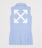 Off-White Kids cotton stripe arrows dress 4-12+ years, imported from the UK