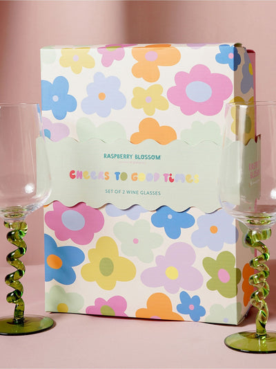 Next Widdop Green Wiggle Stem Wine Glasses Pair Gift Set 23cm- Buy online at McGrocer