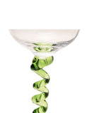 Widdop wine glasses green twisted stems pair, UK version