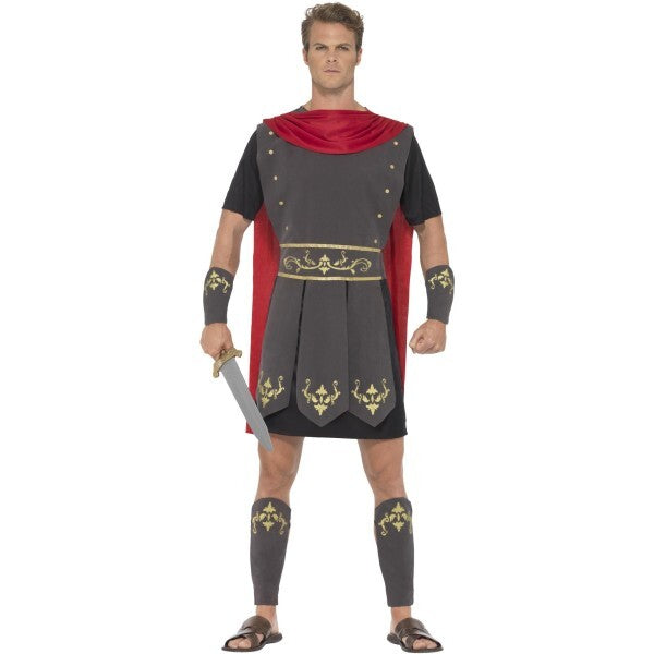 Smiffys Roman Gladiator Costume black with cape and cuffs, UK version