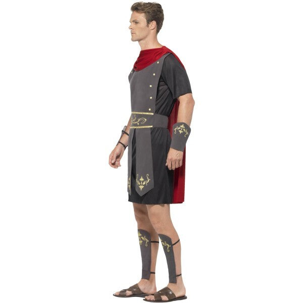 Smiffys Roman Gladiator Costume black with cape and cuffs, UK version