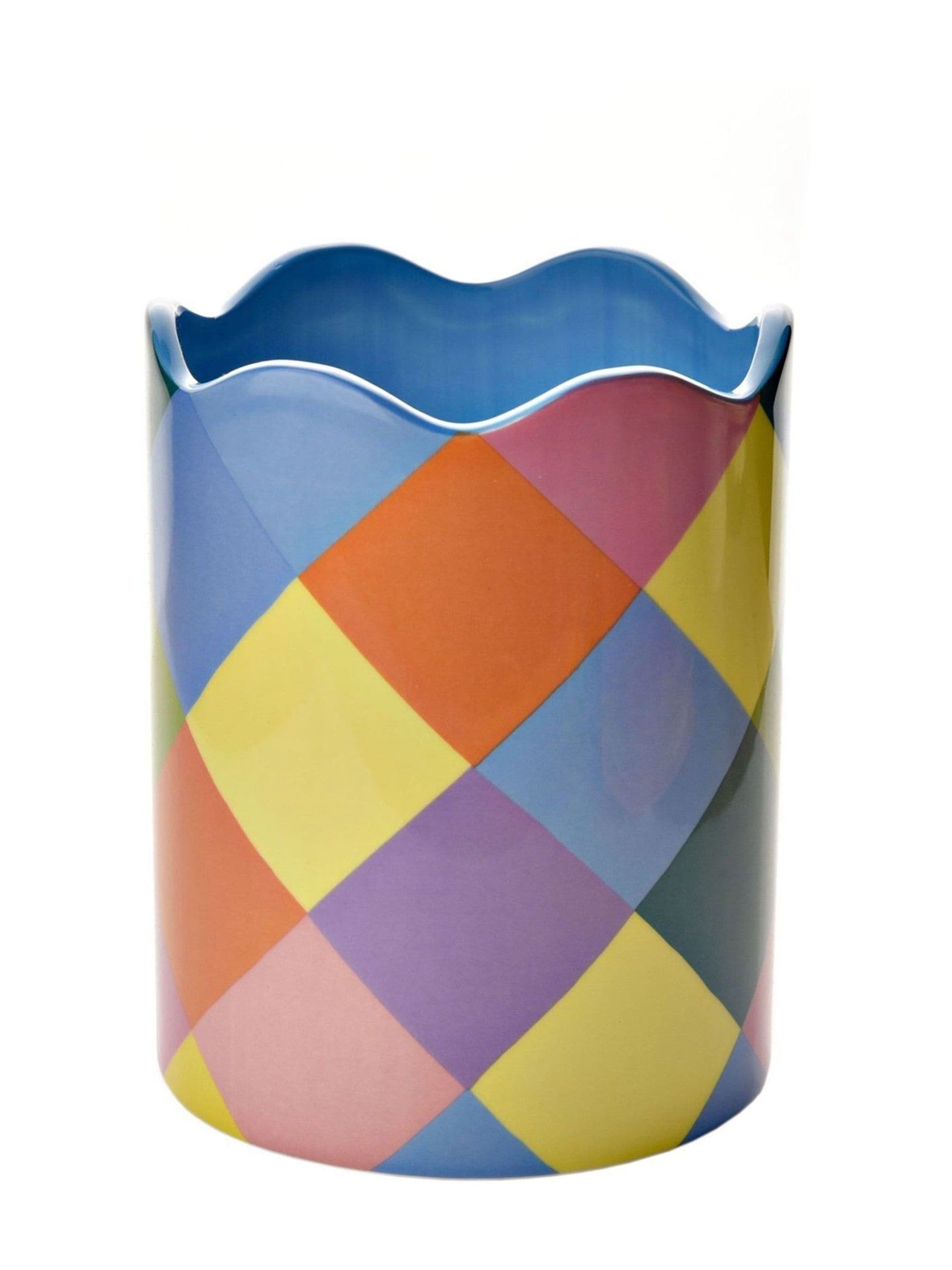 Widdop ceramic plant pot with harlequin diamond pattern 15.5cm (British brand)