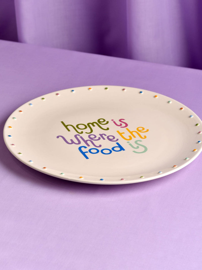 Widdop white circle platter home is where the food is 32cm, UK version