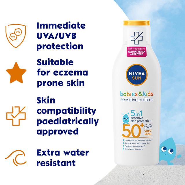 NIVEA SUN Kids Sensitive Protect SPF 50+ Sun Lotion   200ml