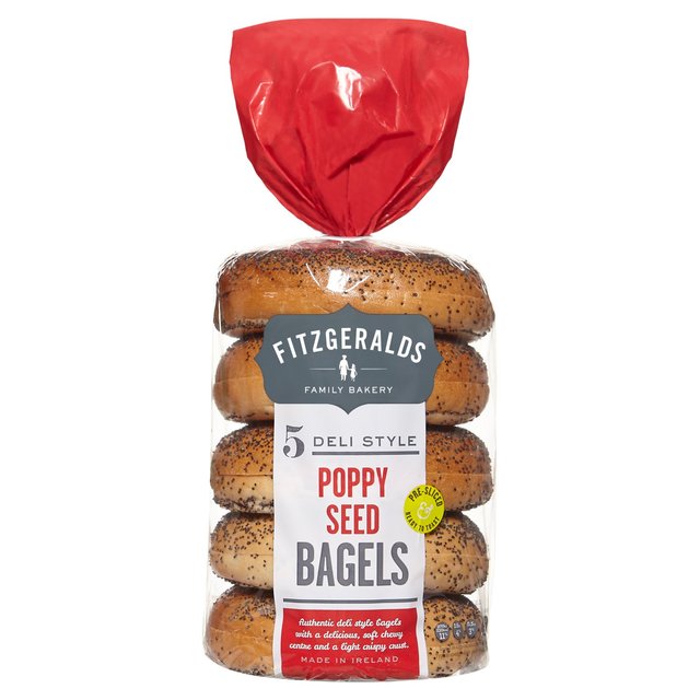 Fitzgeralds Poppy Seeded Sliced Bagels   5 per pack