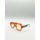 SVNX Retro Ribbed Navigator sunglasses orange grey (British brand)