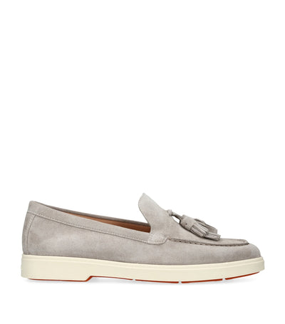 Mocassins en daim gris neutre Harrods avec doublure en cuir et semelle en caoutchouc - Achetez en ligne sur McGrocer