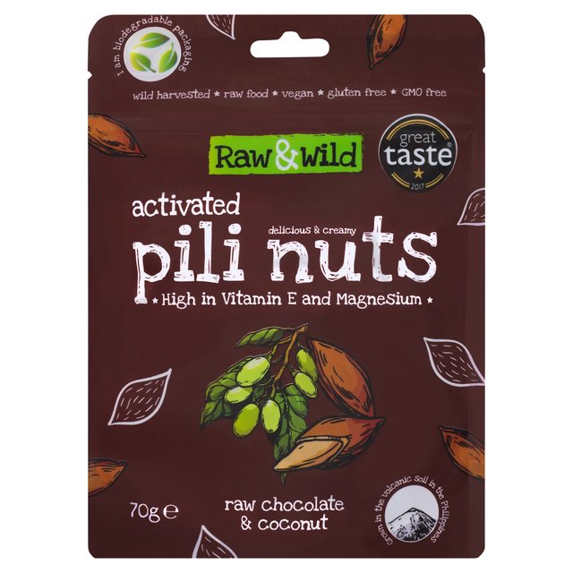 Raw & Wild Activated Pili Nuts Raw Chocolate & Coconut Organic   70g