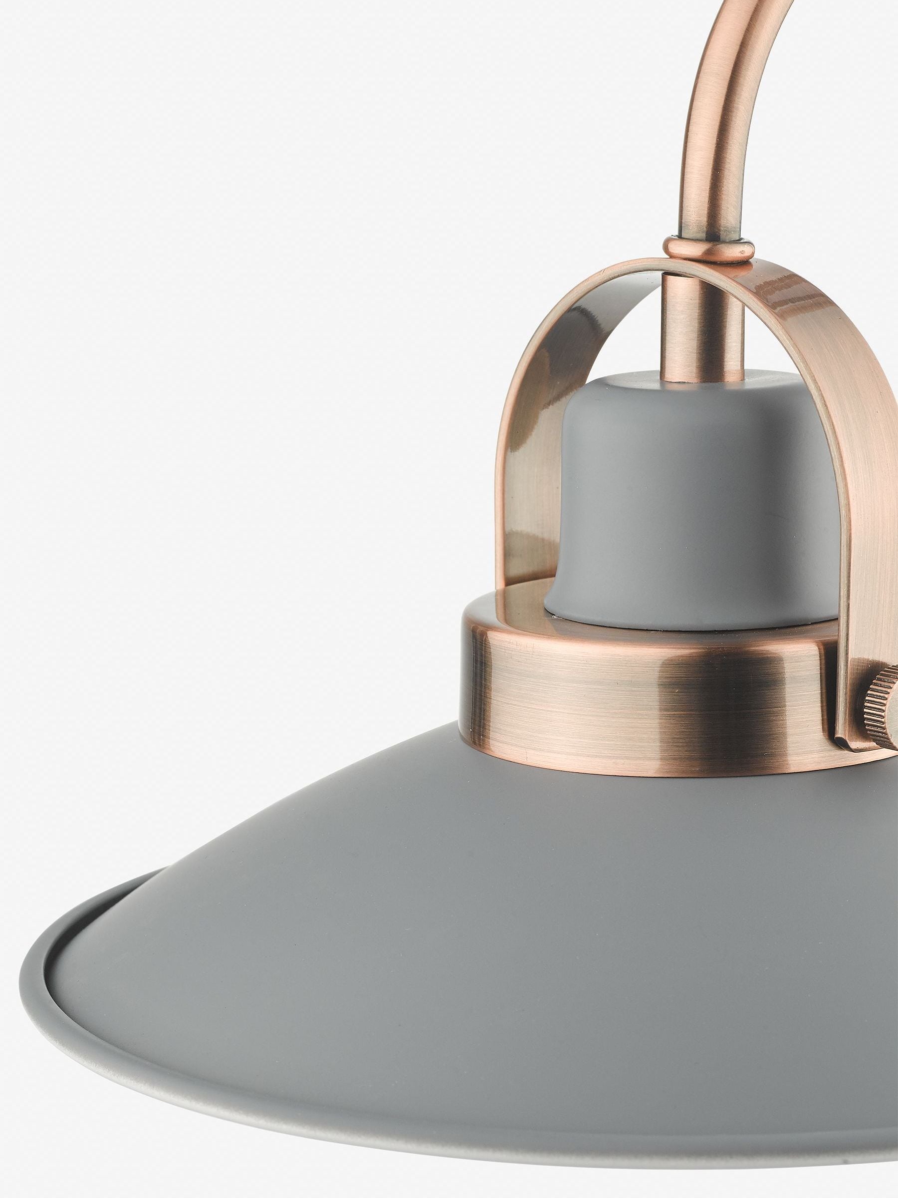 Dar Lighting Liden grey wall light with copper detailing - (British brand)
