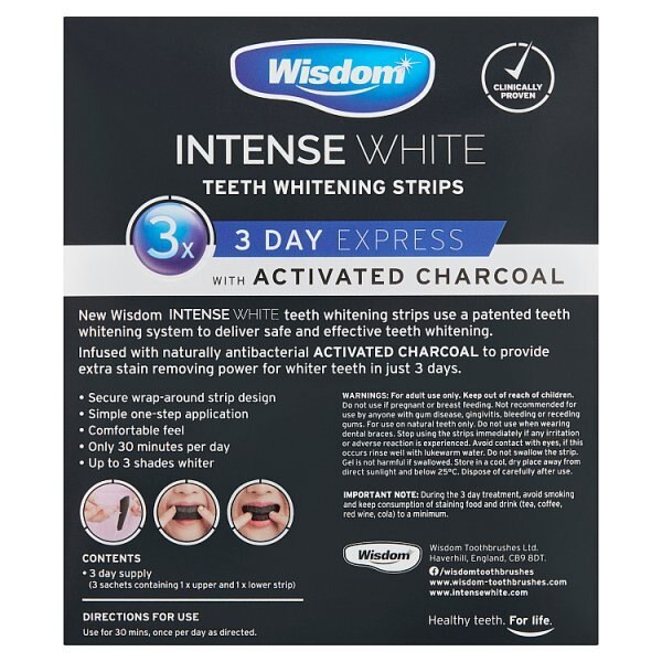 Wisdom Intense White Teeth Whitening Strips Charcoal