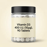 Holland & Barrett D3 400 IU 90 tablets, imported from the UK