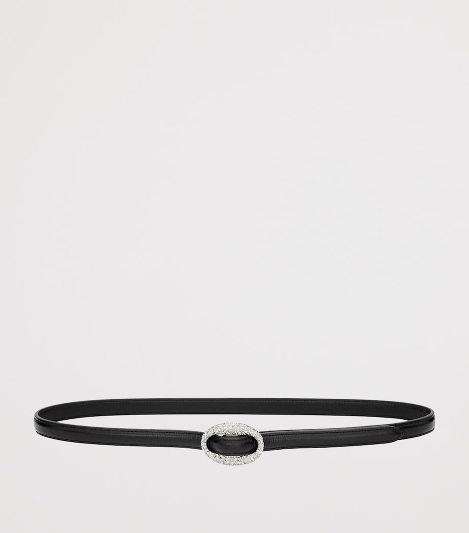 Saint Laurent leather oval belt with crystal buckle - British product