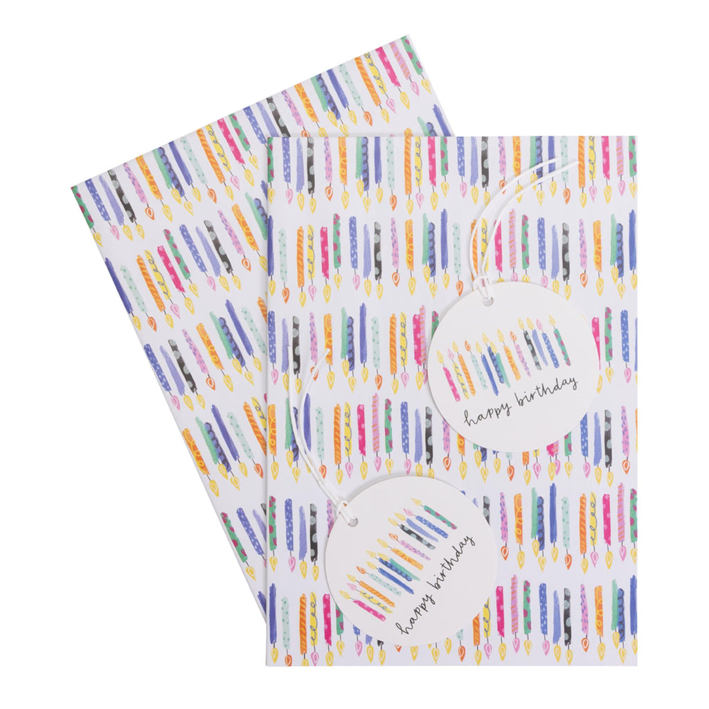 Sainsbury's Home Brights Candle Wrapping Paper and Gift Tags Birthday Celebrations