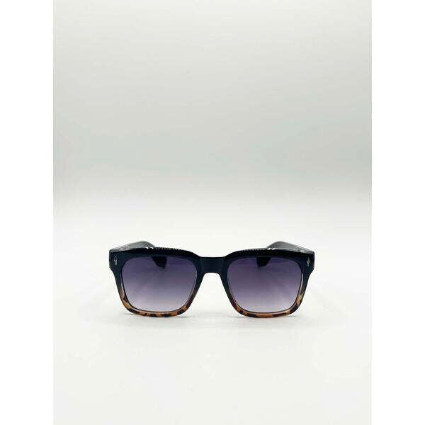 SVNX square sunglasses in black leopard, UK version