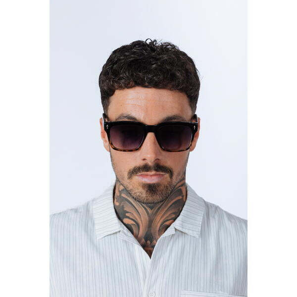 SVNX square sunglasses in black leopard, UK version