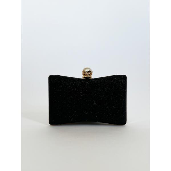 SVNX square clutch bag black 3D florals rhinestone handle - British product