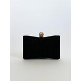 SVNX square clutch bag black 3D florals rhinestone handle - British product