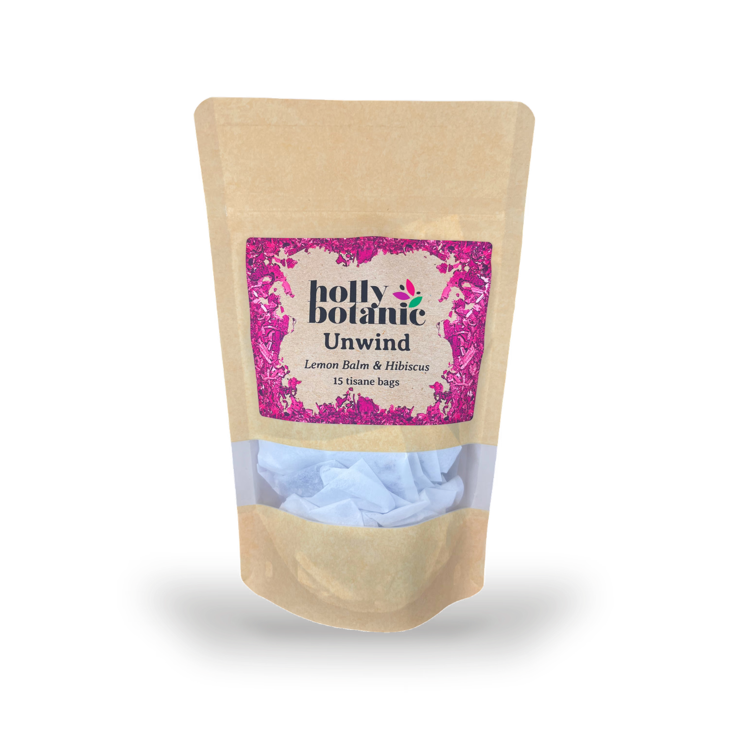 Holly Botanic Unwind tisane lemon balm hibiscus 15 tea bags - British product