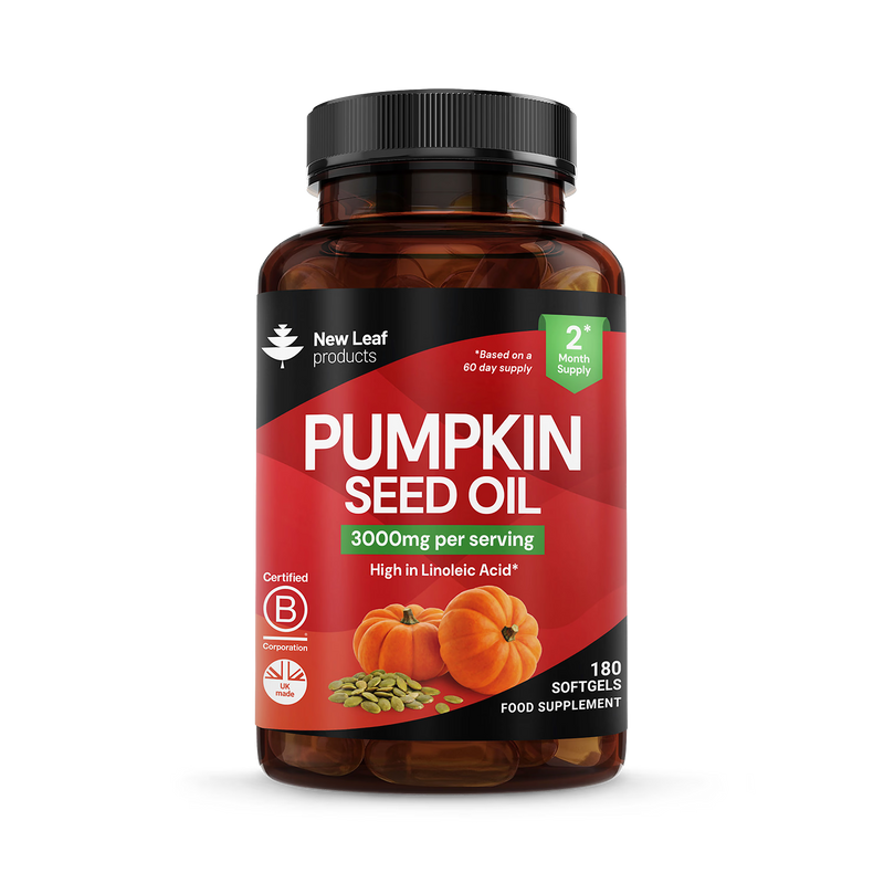 Pumpkin Seed Oil Softgels 120 capsules, imported from the UK