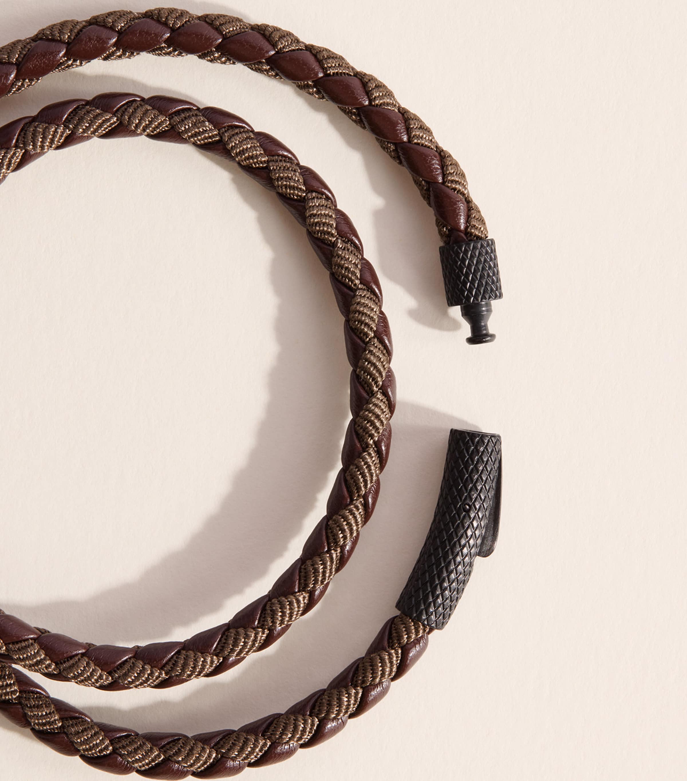 Tateossian Chelsea braided leather bracelet, imported from the UK
