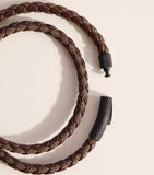 Tateossian Chelsea braided leather bracelet, imported from the UK