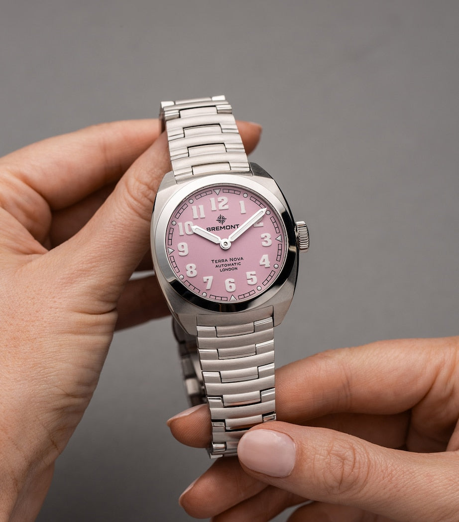 Bremont limited edition Terra Nova watch pink dial 38mm, imported from the UK