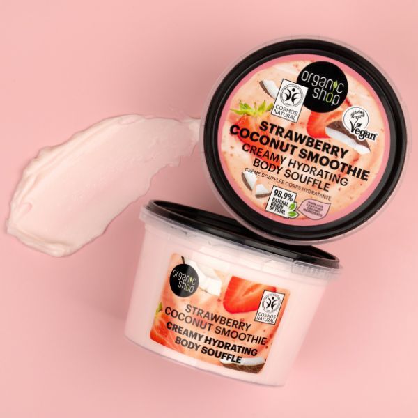 Organic Shop strawberry coconut body souffle 250ml, imported from the UK