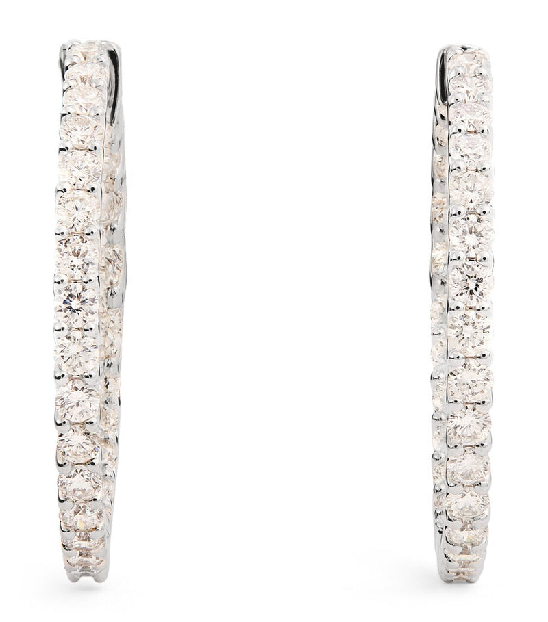 Harrods white gold diamond hoop earrings 2 carats (British brand)