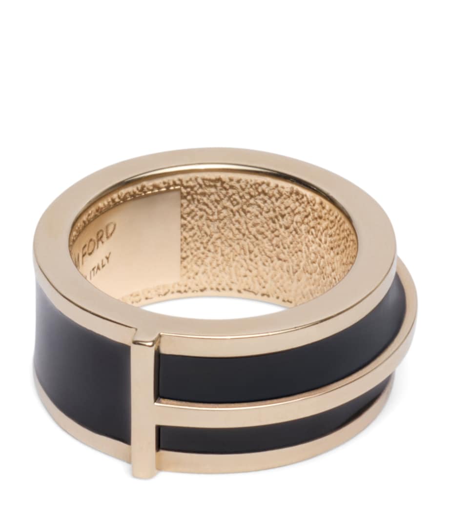 TOM FORD enamel ring with T motif, 2.5cm, UK version