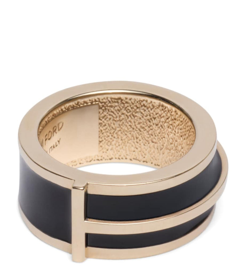 TOM FORD enamel ring with T motif, 2.5cm, UK version