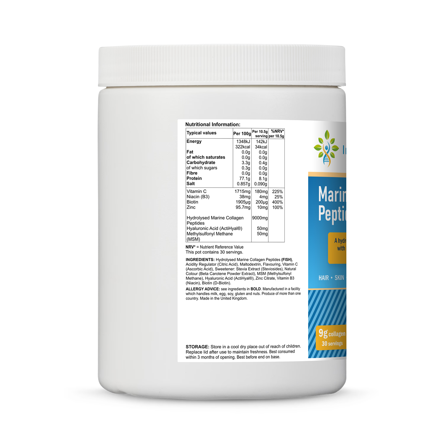 InfiniVit marine collagen peptides orange mango 315g (British brand)