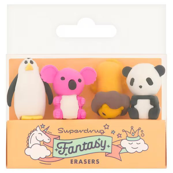 Novelty eraser set double face pack of 4 - British product
