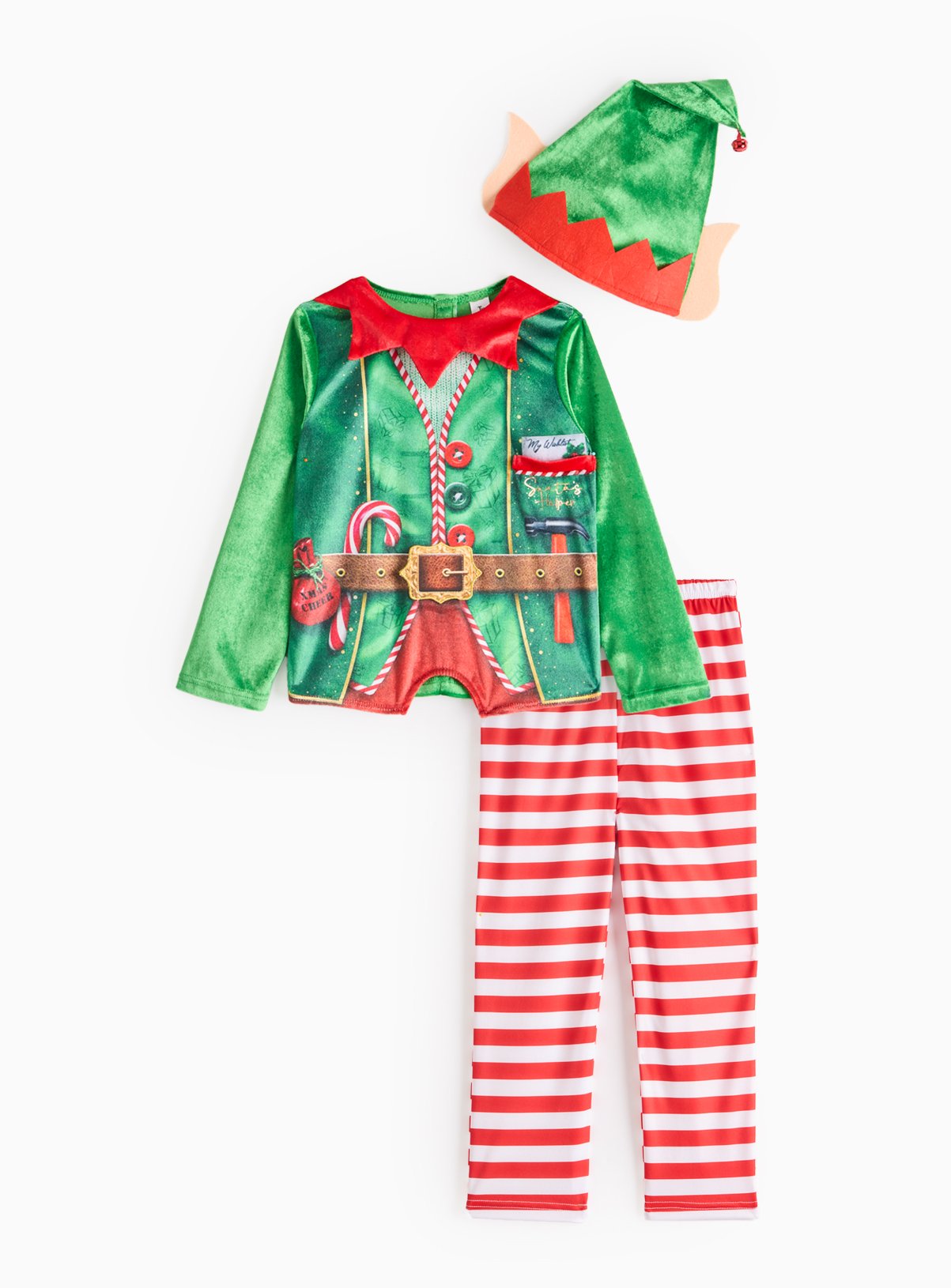 Green Christmas Elf Fancy Dress Costume 1-2 years GOODS Argos