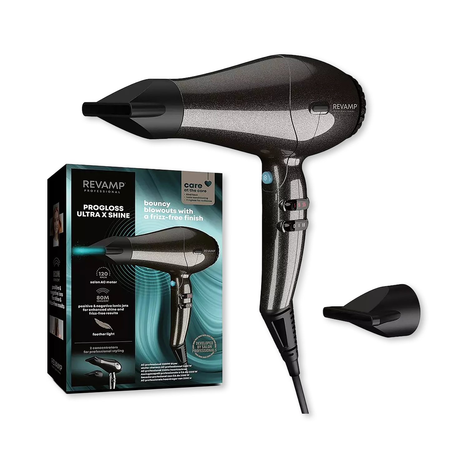 REVAMP Progloss Featherlite Ultra X Shine hair dryer black 2300W - British product