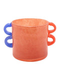 Widdop glass vase orange wavey handles 15.5cm (British brand)