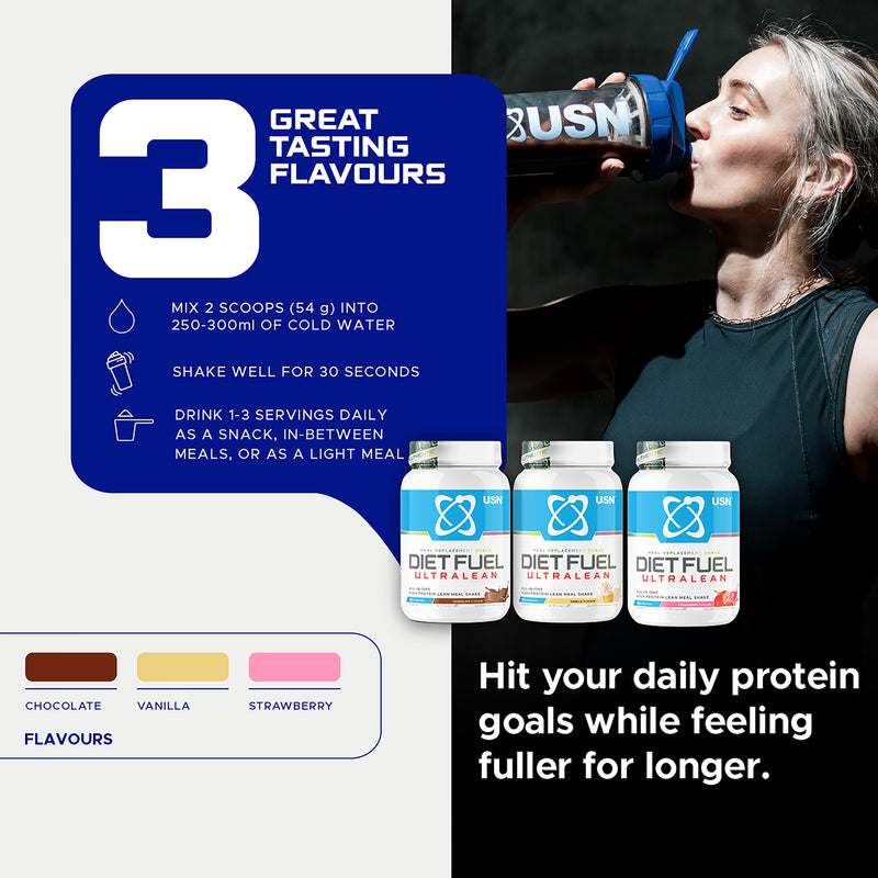 USN Diet Fuel strawberry meal replacement shake 1kg - British product