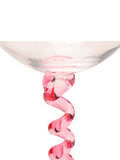 Widdop pink twisted stem coupe glasses, UK version