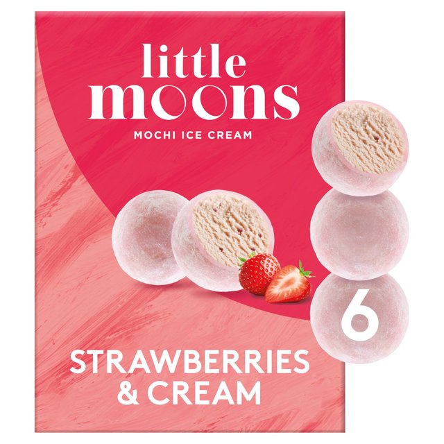 Little Moons Strawberries & Cream Mochi Ice Cream   6 x 32g GOODS M&S   